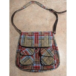 Vera Bradley Patchwork Plaid Saddle Bag Limited Edition Cargo Satchel Purse